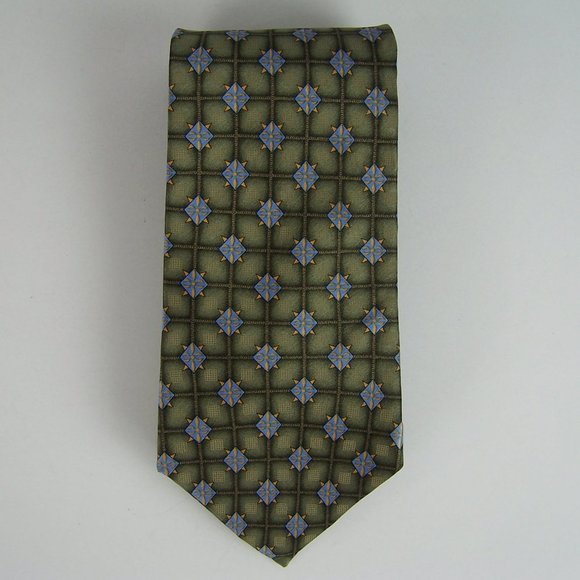 Jhane Barnes Original Fabric Neck Tie Green Blue - Picture 1 of 5